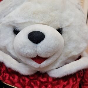 Vintage Holiday Snowflake White Plush Teddy year 2000